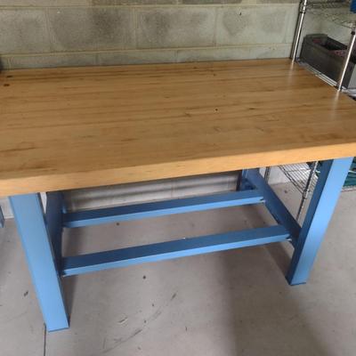 Steel Frame Work Table with Solid Wood Surface Heavy Duty Shop Table 60"
