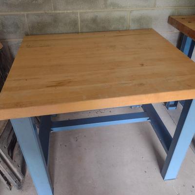 Steel Frame Work Table with Solid Wood Surface Heavy Duty Shop Table 42"