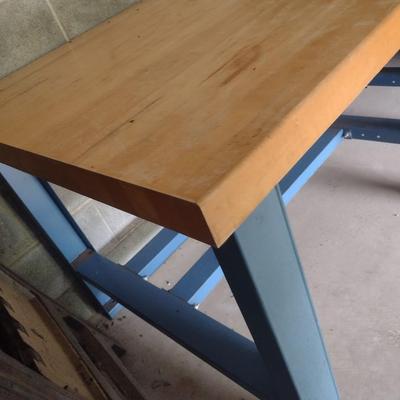 Steel Frame Work Table with Solid Wood Surface Heavy Duty Shop Table 42"