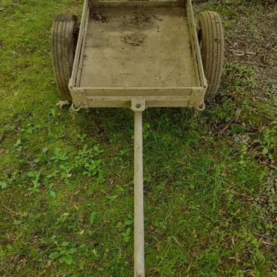 Antique Metal Frame Military Ammo Tow-Behind Two Wheel Wagon