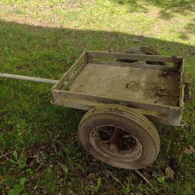 Antique Metal Frame Military Ammo Tow-Behind Two Wheel Wagon