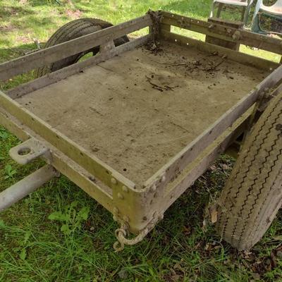 Antique Metal Frame Military Ammo Tow-Behind Two Wheel Wagon