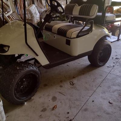 Electric Street Legal EZ-Go Golf Cart with Canopy, LED Headlights, and Rear Seats