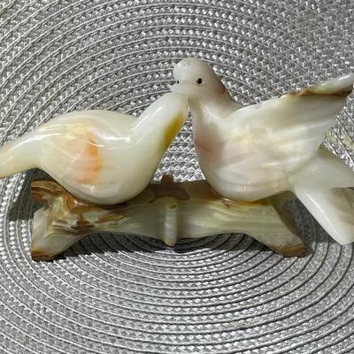 Vintage Carved Alabaster/Marble Love Birds 7