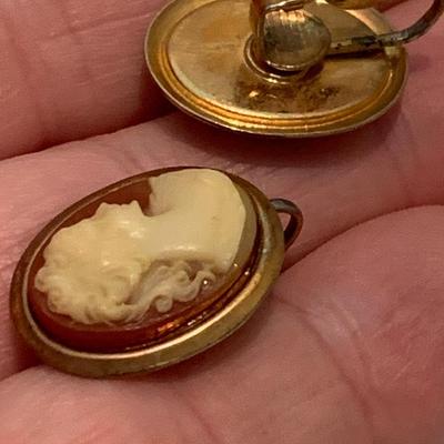 Vintage Cameo Lot Brooches & Clip On Earrings
