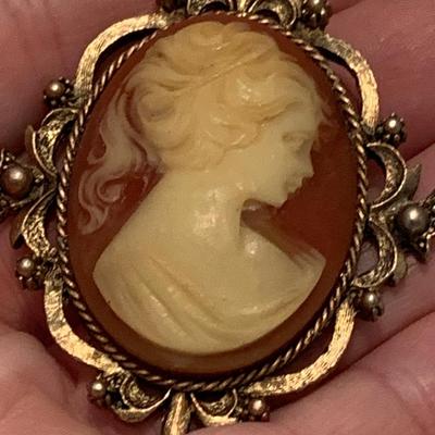 Vintage Cameo Lot Brooches & Clip On Earrings
