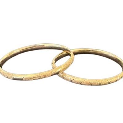 Stamped 14K Gold Bangle Bracelets [12.20g]