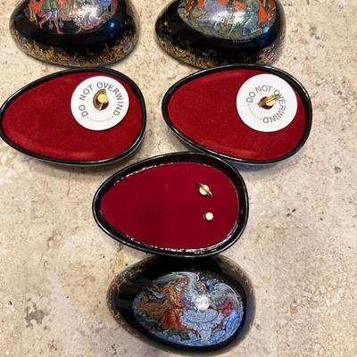 Russian porcelain eggs, music boxes