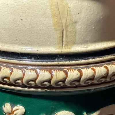 Vintage Mid-Century German Beer Stein 12.5" Tall w/2 Hairline Cracks as Pictured.