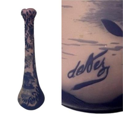 DeVez Signed Cameo Glass Vase