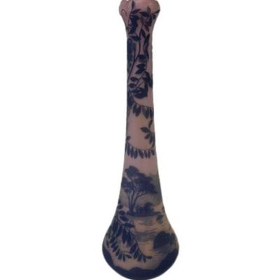 DeVez Signed Cameo Glass Vase