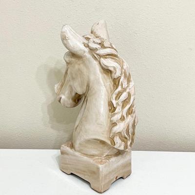 16” Glazed Ceramic Horse Head Statue