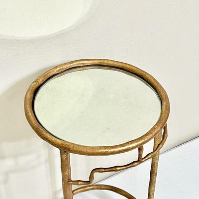 20” Antiqued Gold Mirrored Top Table