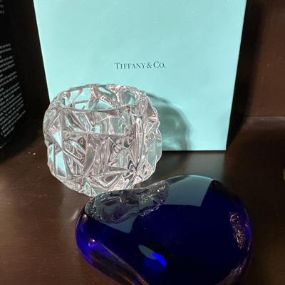 Pair of Tiffany pieces -Paperweight and iceberg votive