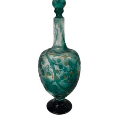 Signed Emile Galle Art Nouveau Vase with Stopper