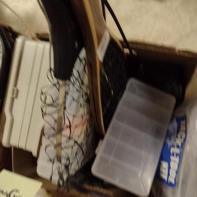 Assorted Fishing Accessories- Poles with Reels, Minnow Bucket, Tackle Boxes (D)