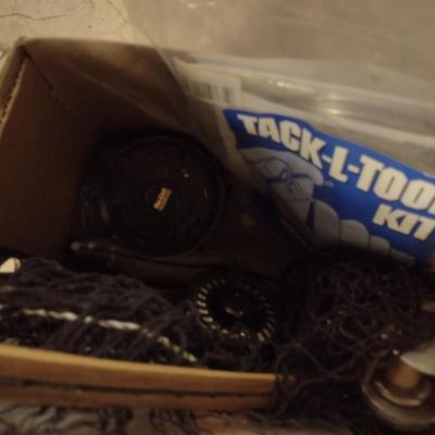 Assorted Fishing Accessories- Poles with Reels, Minnow Bucket, Tackle Boxes (D)