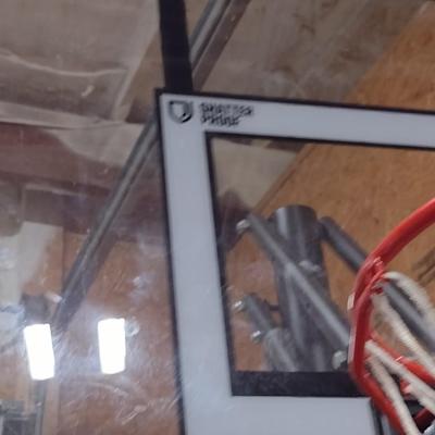 Lifetime Adjustable Basketball Goal with Weighted Base and Shatter-Proof Glass Like New Condition