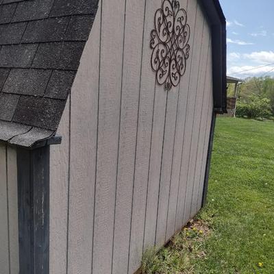 Outdoor Wood Frame Storage Shed with Shingle Roof 12'x8' (No Contents)