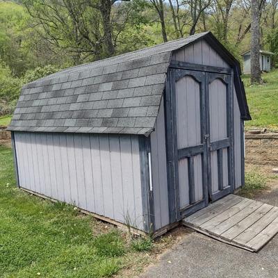 Outdoor Wood Frame Storage Shed with Shingle Roof 12'x8' (No Contents)