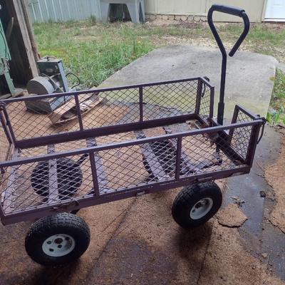 Garden Pull Wagon Metal Mesh Sides and Bed