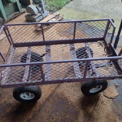 Garden Pull Wagon Metal Mesh Sides and Bed