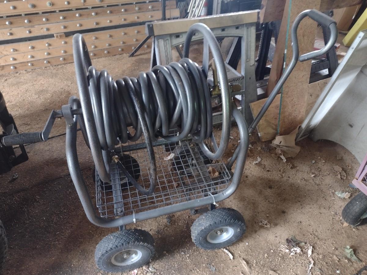Large Spool Garden Hose Cart with Garden Hose Choice B