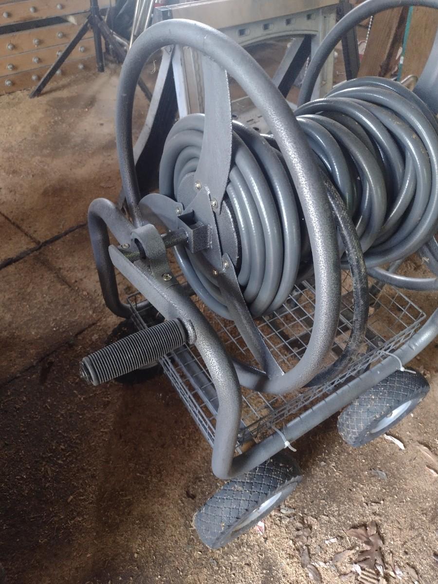 Large Spool Garden Hose Cart with Garden Hose Choice B