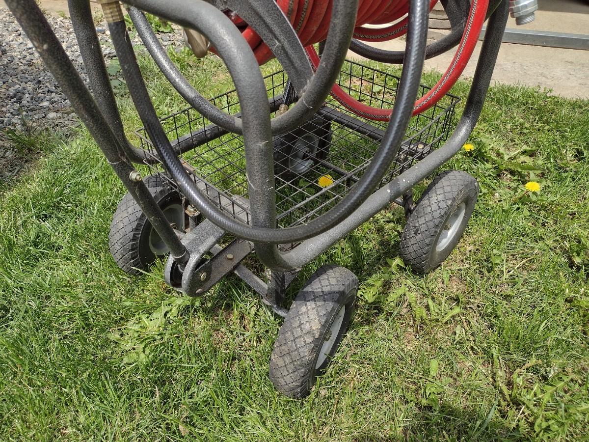 Large Spool Garden Hose Cart with Garden Hose Choice A