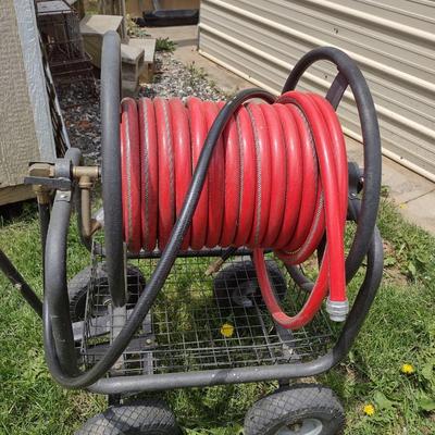 Large Spool Garden Hose Cart with Garden Hose Choice A (T)