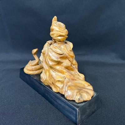 Carved Wood Snake Charmer