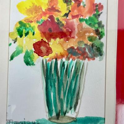 Set of 2 framed Flowers in Vase Watercolors