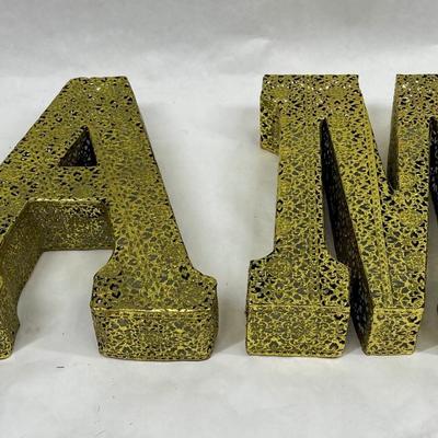 Gold Metal Filigree Capital Block Monogram Letter 