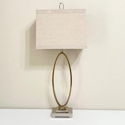 34” H Two Toned Metal Oval Table Lamp