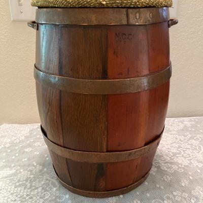 DR7- Wood & Copper barrel 16”h x 12”w