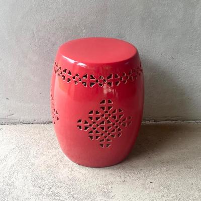 Red Ceramic Stool/Plant Stand