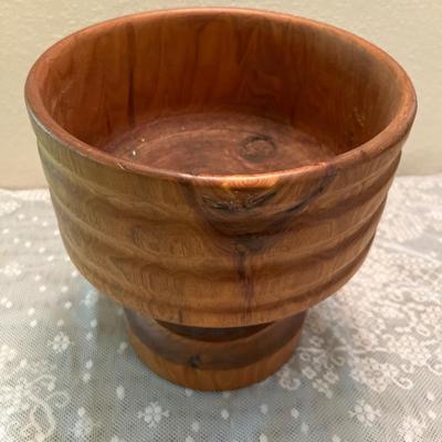 DR8- Burlwood Pedestal wood bowl 10”w x 11”h