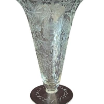 Believed to be Early American Etched Glass Vase
