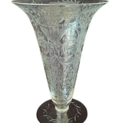 Believed to be Early American Etched Glass Vase