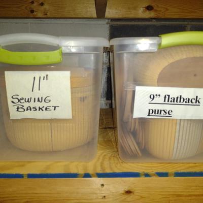 Solid Wood Basket Weaving Molds- Sewing Basket and Flatback Purse- 2 Pieces (#13)