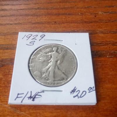 LOT 165 1929-S WALKING LIBERTY HALF DOLLAR