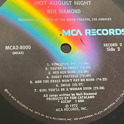 2 Album Lot of Neil Diamond Vintage Vinyl 33RPM Rainbow & Hot August Night