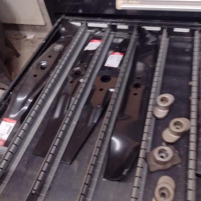 Assortment of New Lawn Mower Blades Various Sizes as Marked Choice C