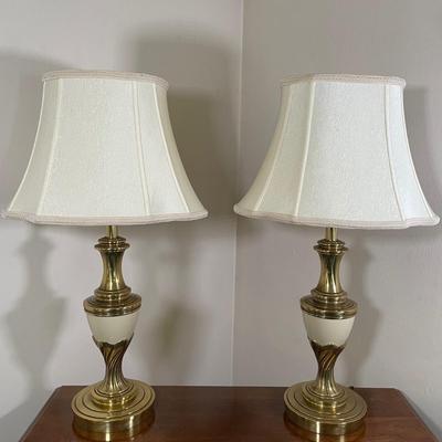 LOT 55F: Pair Of Matching Waterford Brass & Porcelain Lamps