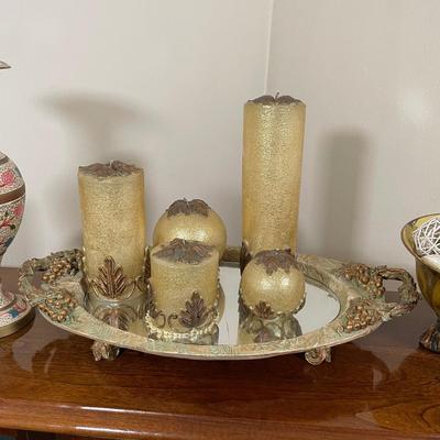 LOT 58F: Brass Vase, Geometric Lamp & More Home Decor
