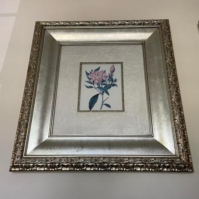 LOT 61F: Framed Floral Printed Silk