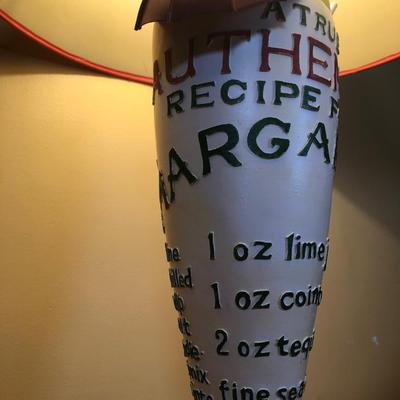 LOT 85B: Margarita Recipe Lamp, Bath and Bodyworks Frozen Daquiri Scented Candle, Glass Drink Pitcher & Margarita Glasses