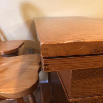 LOT 111B: Reversible Game Table / Bar w/ 3 Oak Furniture Swivel Bar Stools