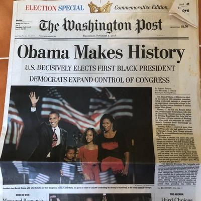 LOT 132B: Philadelphia Inquirer 16-Page Commemorative Barack Obama Inauguration Paper, Washington Post 