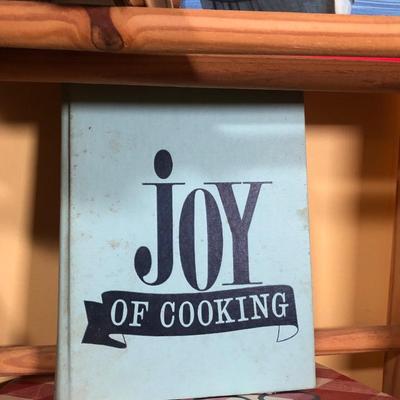 LOT 134B: Unique Wood Bookshelf Full of Recipes & Cookbooks incl. Joy of Cooking, Bubba Gump & Sopranos